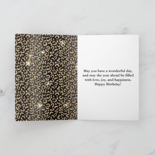 Elegant Black en Gold Glitter Leopard Spots Kaart (Binnen)
