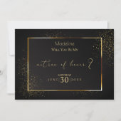 Elegant Black en Gold Glitter Matron of Honor Kaart (Voorkant)