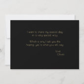 Elegant Black en Gold Glitter Matron of Honor Kaart (Achterkant)