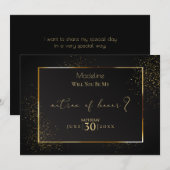 Elegant Black en Gold Glitter Matron of Honor Kaart (Voorkant / Achterkant)