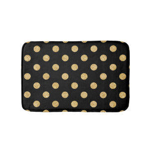 Elegant Black en Gold Glitter Polka Dots Pattern Badmat