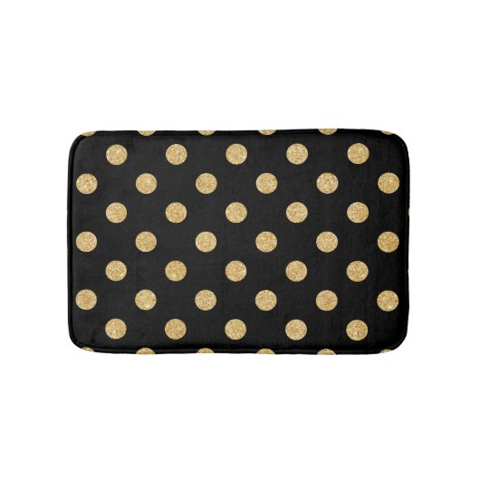 Elegant Black en Gold Glitter Polka Dots Pattern Badmat (Voorkant)