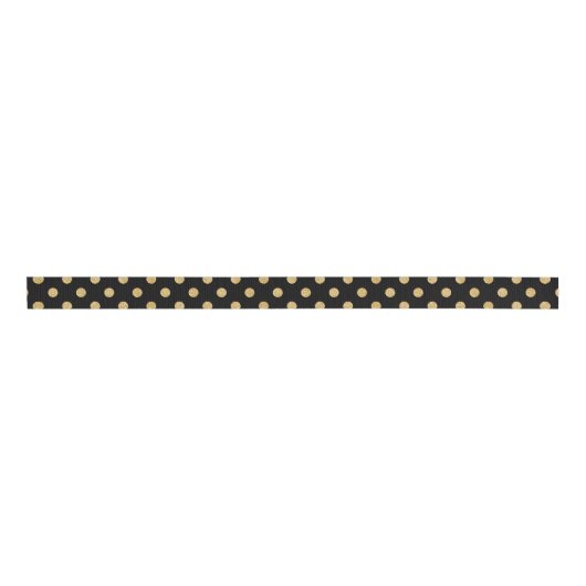 Elegant Black en Gold Glitter Polka Dots Pattern Grosgrain Lint (Voorkant)