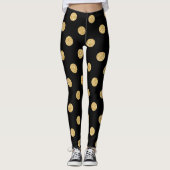 Elegant Black en Gold Glitter Polka Dots Pattern Leggings (Voorkant)