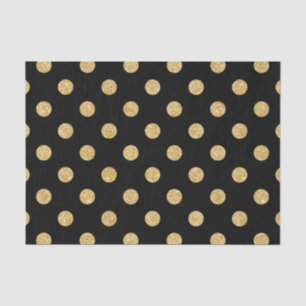 Elegant Black en Gold Glitter Polka Dots Pattern Tissuepapier