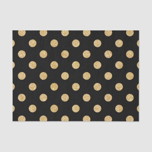 Elegant Black en Gold Glitter Polka Dots Pattern Tissuepapier (Voorkant)