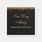 Elegant Black en Gold Glitter Rehearsal Dinner Servet (Voorkant)