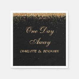 Elegant Black en Gold Glitter Rehearsal Dinner Servet