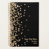 Elegant Black en Gold Glitter Small Custom Planner (Voorkant)