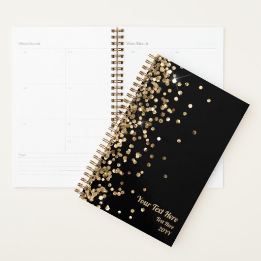 Elegant Black en Gold Glitter Small Custom Planner (Display)