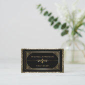 Elegant Black en Gold Glitter Visitekaartje (Staand voorkant)