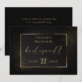 Elegant Black en Gold Glitter zijn mijn Bridesmaid Kaart (Voorkant / Achterkant)