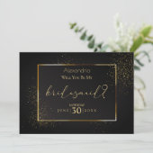 Elegant Black en Gold Glitter zijn mijn Bridesmaid Kaart (Staand voorkant)
