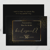Elegant Black en Gold Glitter zijn mijn Bridesmaid Kaart (Voorkant / Achterkant)