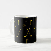 Elegant Black en Gold Golf Pattern Golfer Koffiemok (Voorkant links)
