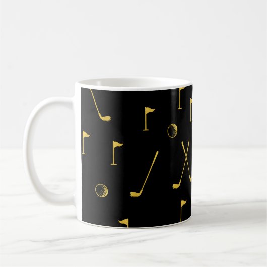 Elegant Black en Gold Golf Pattern Golfer Koffiemok (Links)