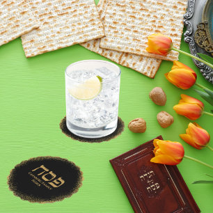 Elegant Black en Gold Hebrew Passover Kartonnen Onderzetters