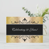 Elegant Black en Gold Invite Kaart (Staand voorkant)
