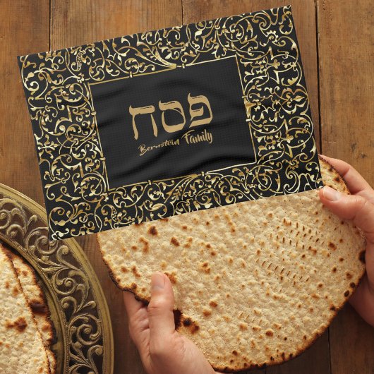 Elegant Black en Gold Jewish Holiday Passover Theedoek