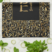 Elegant Black en Gold Jewish Holiday Passover Theedoek (Gevouwen)