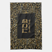 Elegant Black en Gold Jewish Holiday Passover Theedoek (Verticaal)