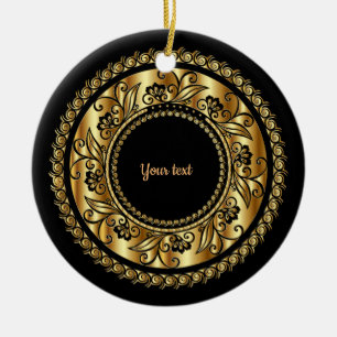 Elegant Black en Gold Keramisch Ornament