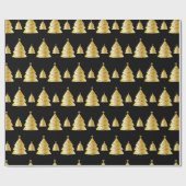 Elegant Black en Gold kerstboom Cadeaupapier (Vlak)