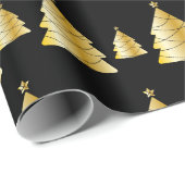Elegant Black en Gold kerstboom Cadeaupapier (Rol Hoek)