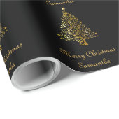 Elegant Black en Gold kerstboom Cadeaupapier (Rol Hoek)