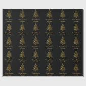 Elegant Black en Gold kerstboom Cadeaupapier (Vlak)