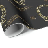 Elegant Black en Gold Kerstmis Cadeaupapier (Rol Hoek)