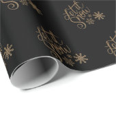 Elegant Black en Gold Kerstmis Cadeaupapier (Rol Hoek)