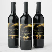 Elegant Black en Gold Kerstmis Wijn Etiket (Flessen)