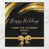 Elegant Black en Gold Kerstmis Wijn Etiket (Enkel label)