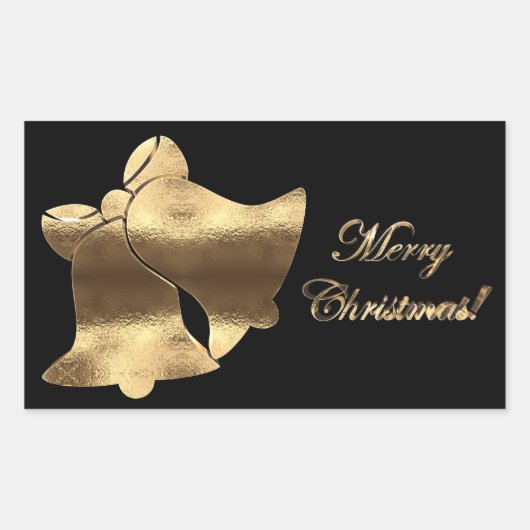 Elegant Black en Gold Kijk met Kerstmis Rechthoekige Sticker (Voorkant)