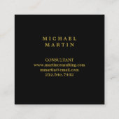 Elegant Black en Gold Laurel Wreatwith Monogram Vierkante Visitekaartje (Achterkant)