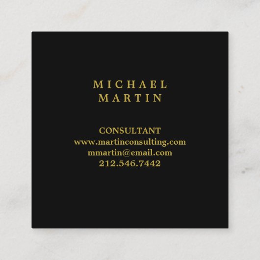 Elegant Black en Gold Laurel Wreatwith Monogram Vierkante Visitekaartje (Achterkant)