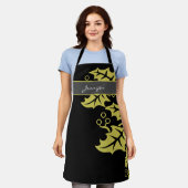 Elegant Black en Gold Leaves, speciaal gepersonali Schort (Gedragen)