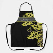 Elegant Black en Gold Leaves, speciaal gepersonali Schort (Voorkant)