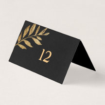 Elegant Black en Gold Leaves Table Card