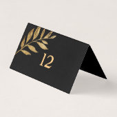 Elegant Black en Gold Leaves Table Card Kaart (Achterkant)