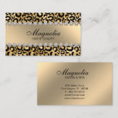 Elegant Black en Gold Leopard Hair Salon Visitekaartje (Voorkant / Achterkant)