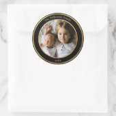 Elegant Black en Gold Lijst - Aangepaste foto Ronde Sticker (Tas)