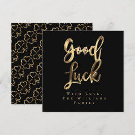 Elegant Black en Gold look Clovers Good Luck Feestdagenkaart