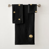 Elegant Black en Gold look Polka Dots Pattern Bad Handdoek (Insitu)
