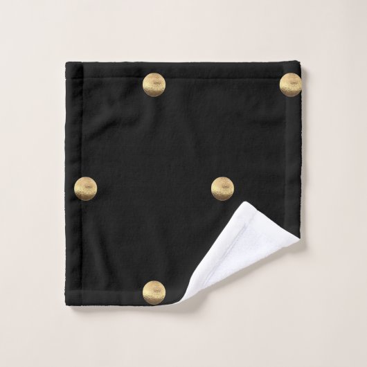Elegant Black en Gold look Polka Dots Pattern Bad Handdoek (Wasdoekje)