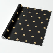 Elegant Black en Gold look Polka Dots Pattern Cadeaupapier (Uitgerold)