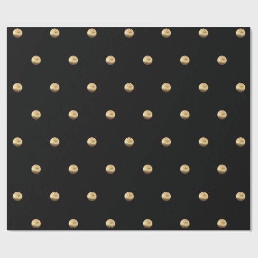 Elegant Black en Gold look Polka Dots Pattern Cadeaupapier (Vlak)
