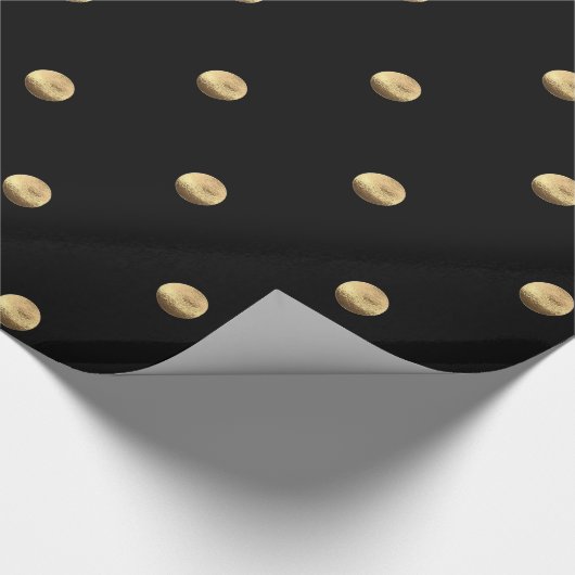 Elegant Black en Gold look Polka Dots Pattern Cadeaupapier (Hoek)