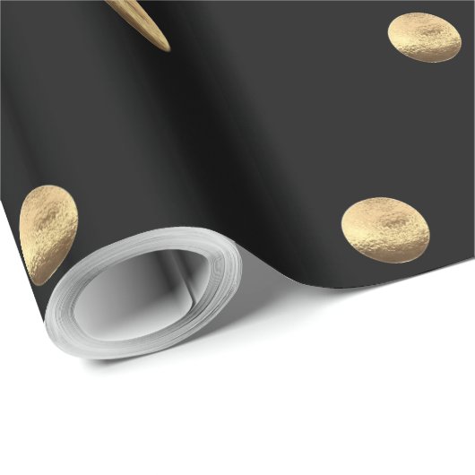 Elegant Black en Gold look Polka Dots Pattern Cadeaupapier (Rol Hoek)
